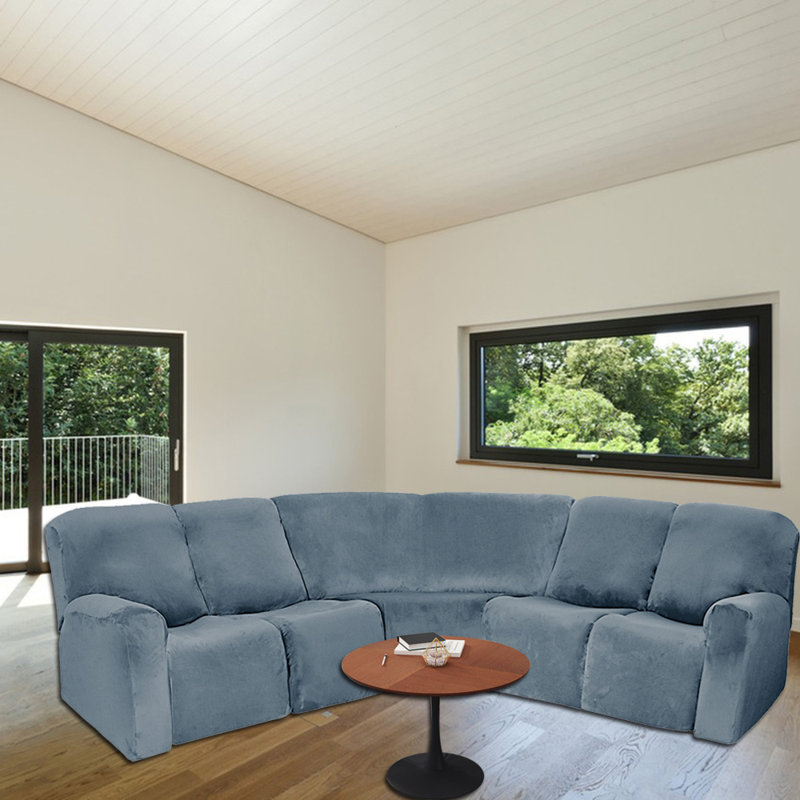 Housse pour canapé de coin Elastic (5 places), Bleu clair