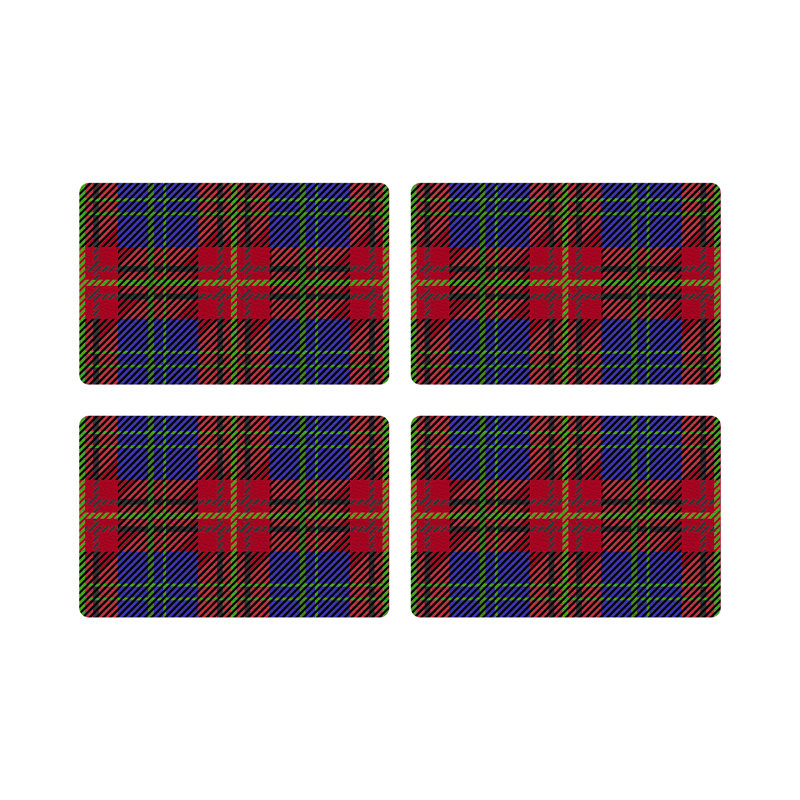 Tartan Vegan Leather Rectangle Pebble Placemat, Blue