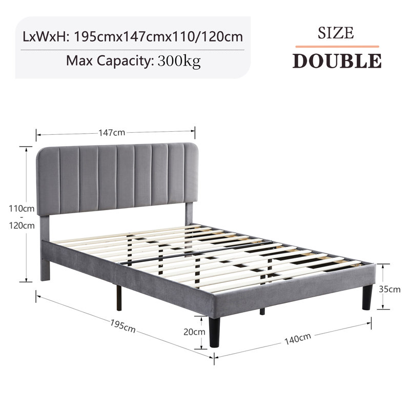Shasta Upholstered Beds, Modern Platform Bed Frame with Adjustable Headboard, Wooden Slats Support, No Box Spring Needed
