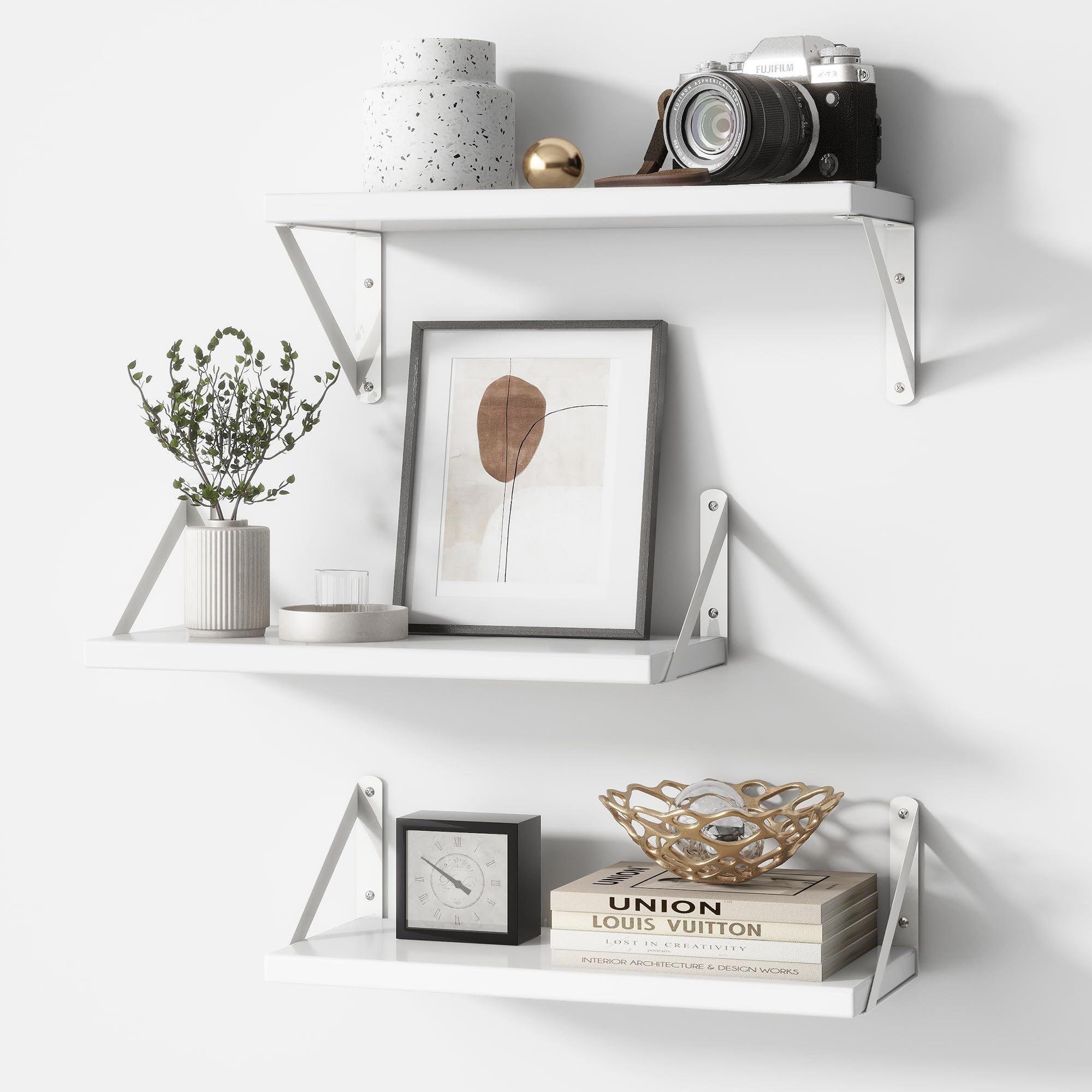 Ebern Designs 3 Piece Wall Mounted Floating Shelves with Visible