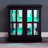 Retro Cabinet With Adjustable Shelves, Led Lighting, Vintage Design For Home Decor Style , Look
