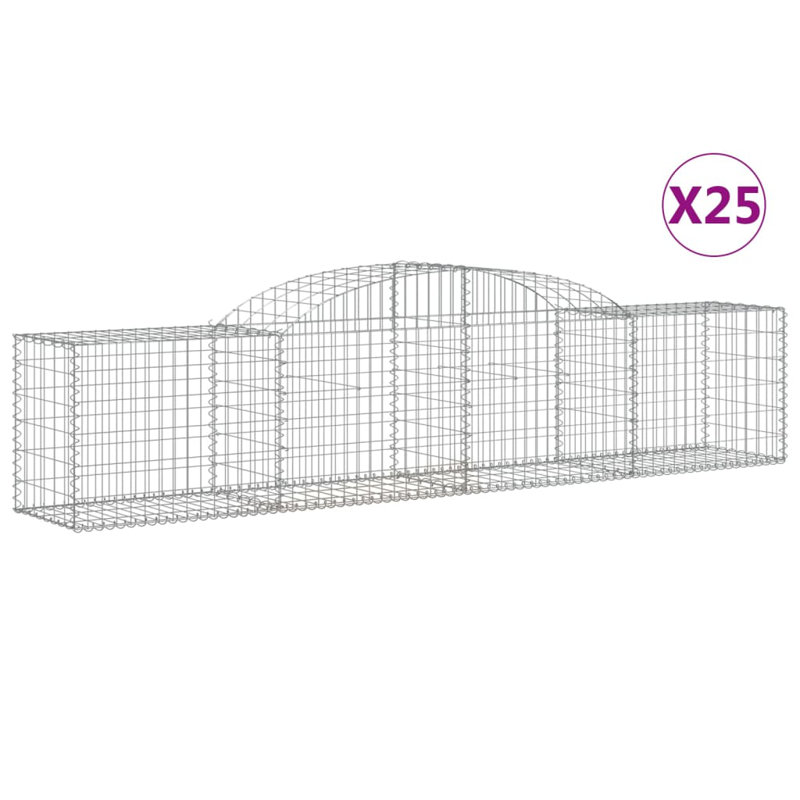 Briceida Silver Gabion Baskets, 80cm H x 300cm W x 50cm D
