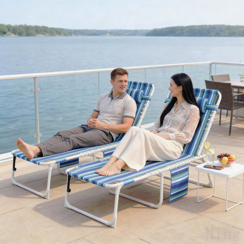 Chaise longue pliante Gaeden, ensemble de 2 chaises de bronzage