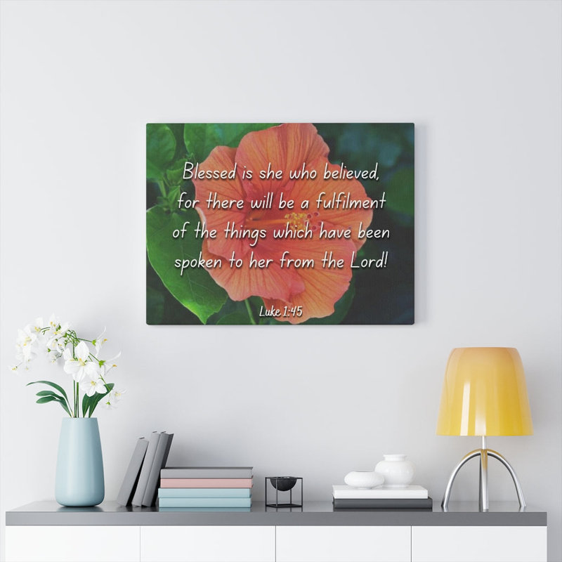«Blessed Is She Luke», reproduction d'art de verset de la Bible de Christian, H 24 po x l 30 po
