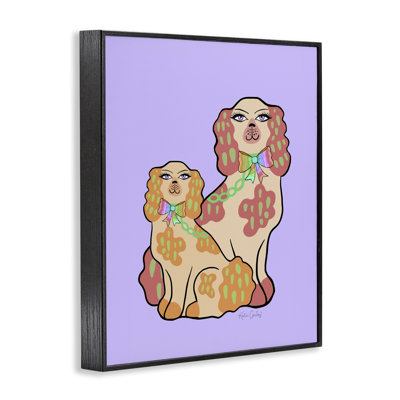 Funky Dogs on Purple Framed Giclee, design by Katie Conley