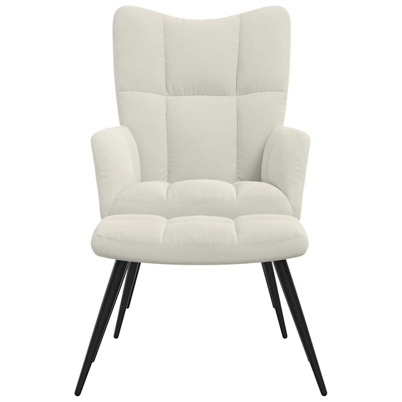 Fauteuil de relaxation en velours gris clair Latitude Run®, Polyester blanc crème