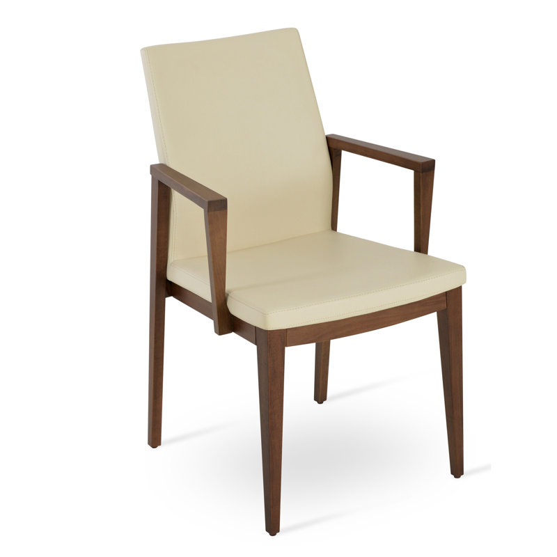 Pasha Wood Arm Chair, Cream PPM, Walnut