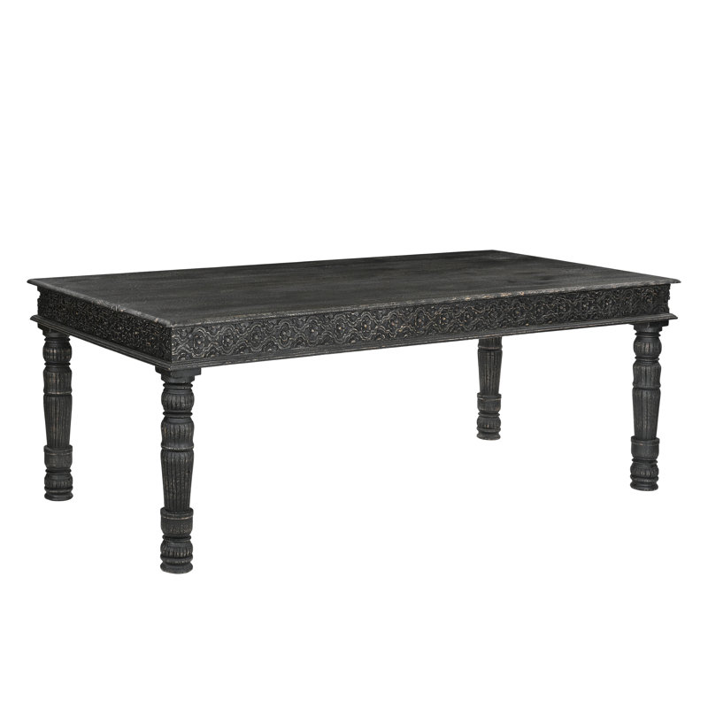 Aarohi Solid Wood Dining Table, 40" W x 84" L, Black