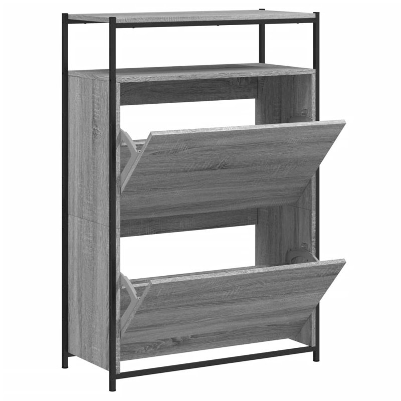 8 Pair Shoe Storage Cabinet, Grey Sonoma