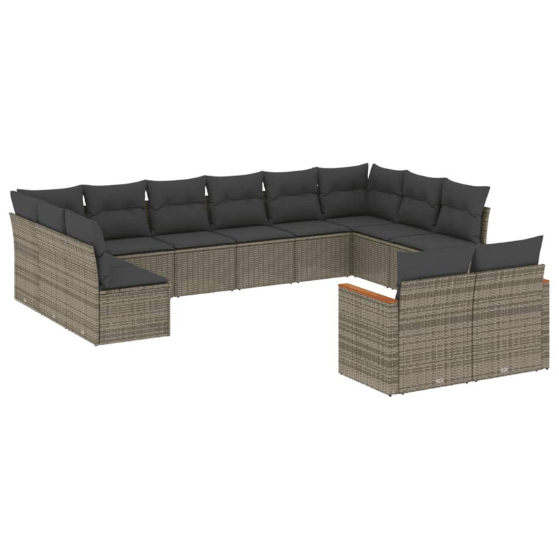 Ensemble de canapé de jardin en rotin PE Vidaxl, acier thermolaqué, tissu de polyester