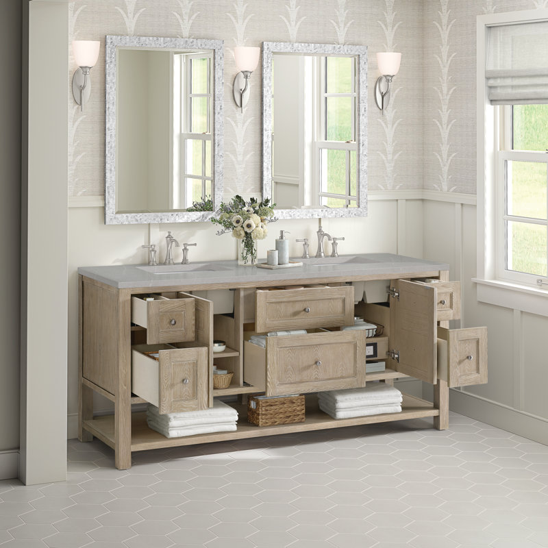 Breckenridge 72'' W Double Vanity, Whitewashed Oak, Lime Delight, 8" Widespread