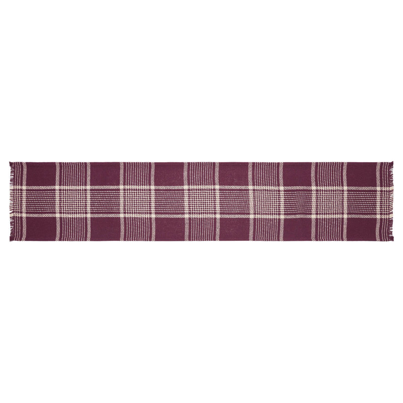 Vantha Rectangle Plaid 70% Cotton / 30% Cotton Polyester Blend Table Runner, 60" L x 12" D