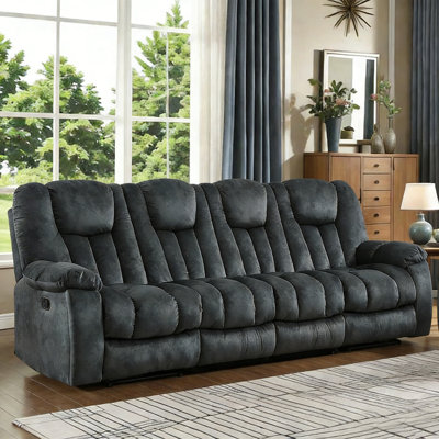 110.24" Wide Modern Upholstered 4-Seater Sofa With Cup Holders & Function
