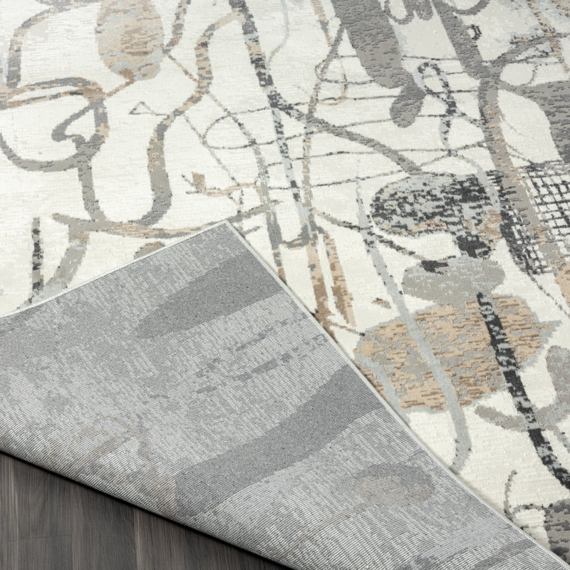 Tapis abstrait gris et neutre ARTWRKS, Rectangle 8 pi 6 po x 11 pi 6 po