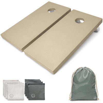 Ensemble de jeu de cornhole toutes saisons Coast Modern - format réglementaire 4 x 2 pi - Jeu d'extérieur de qualité supérieure pour adultes et famille - Sable