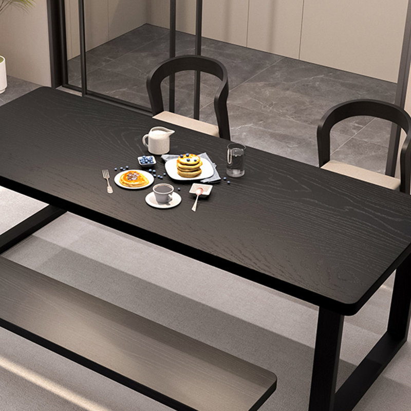 Modern simple black solid wood dining table, 29.5"H x 78.7"L x 31.4"W