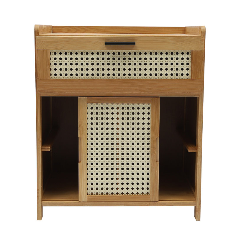Bedroom Nightstand Bamboo Night Stand With Drawer And Shelf Boho Bedside Tables End Table Side Tables