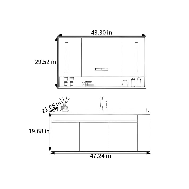 Tuers, H 19,68 po x l 47,24 po x P 21,65 po