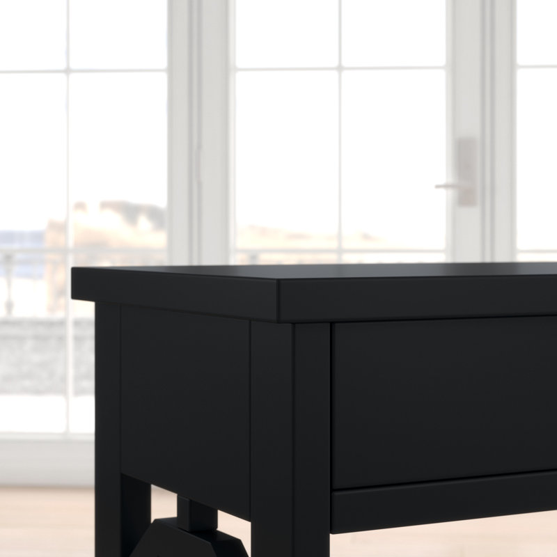 Console à 1 tiroir avec tablettes Minier, Noir, H 31,5 po x l 39,5 po x P 12 po