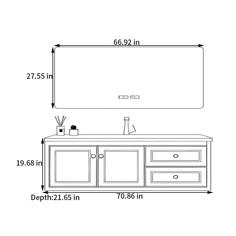 Agustin, 19.68" H x 70.86" W x 21.65" D