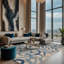 Tapis gris lavable à la machine-515025176