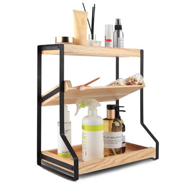 17 Stories Trevelon 2 Tier Bathroom Counter Organizer, Standing Rack  Cosmetic Holder, Bathroom Wood Tray For Countertop Storage, Vanity Tray  Organizer And Storage Kitchen Counter Organizers Spice Rack