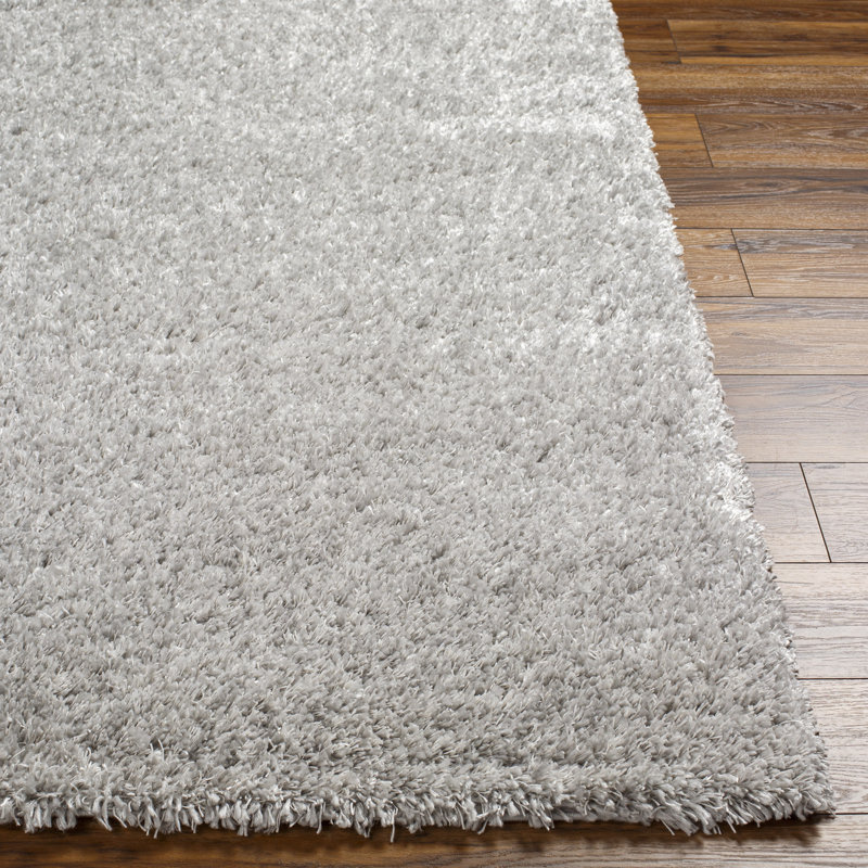 Tapis gris clair en polypropylène tissé à la machine Ashleigh-Marie, Rectangle 6 pi 7 po x 9 pi