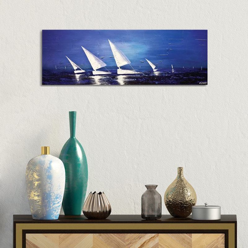 Sea Diamonds by Osnat Tzadok - Wrapped Canvas Gallery-Wrapped Canvas Giclée, 30.48 cm H x 91.44 cm W x 1.91 cm D