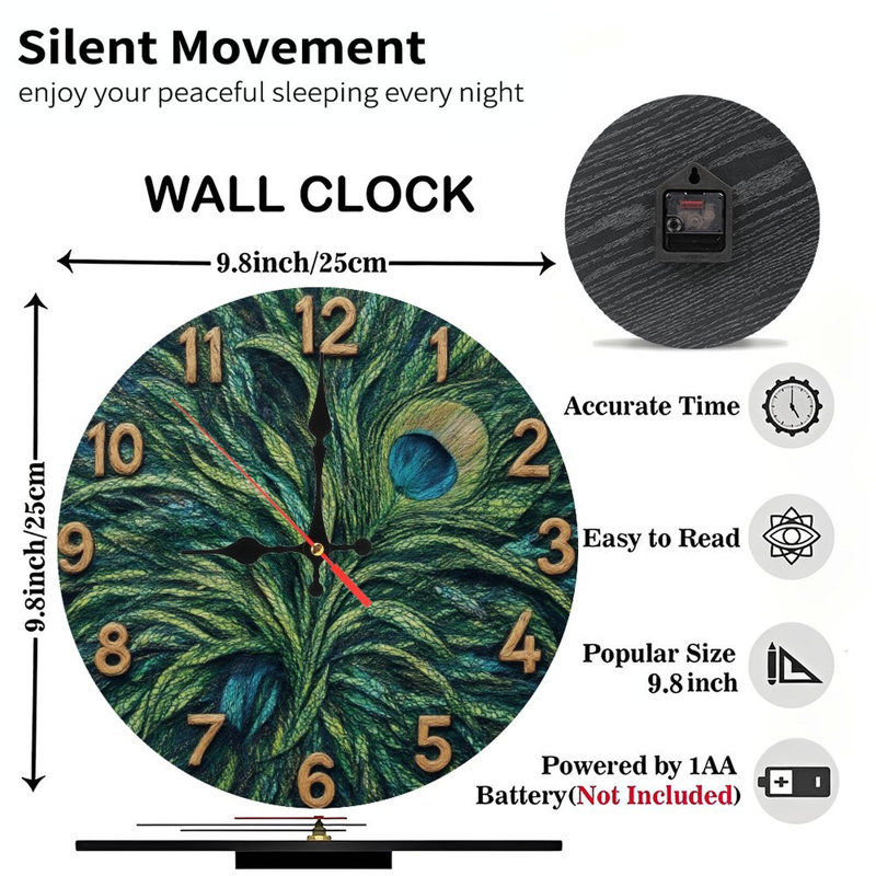 Horloge à plumes de paon