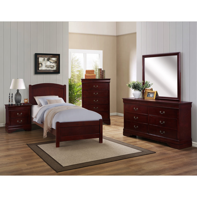 Jamene Philip Cherry Sleigh Bedroom Set B3800 Special 5 Bed Dresser Mirror Nightstand Chest Winston Porter Bed Size: King