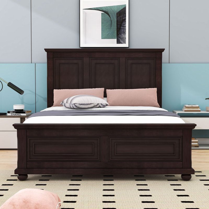 Lit en bois avec tête de lit, Brun intense, Grand