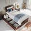 Lit plateforme en bois massif avec pieds de lit et tiroirs de rangement Elliana-353239066-353239045