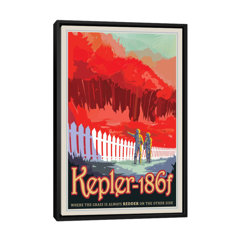 «Visions of the future»: Kepler-186F - Reproduction d'art graphique encadré, Toile avec cadre noir, Pas de tapis