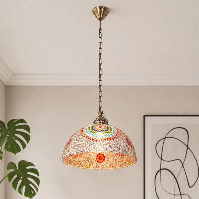 Luminaire suspendu mosaïque coloré 15,75 po de diamètre (ampoule E26 chaude incluse)