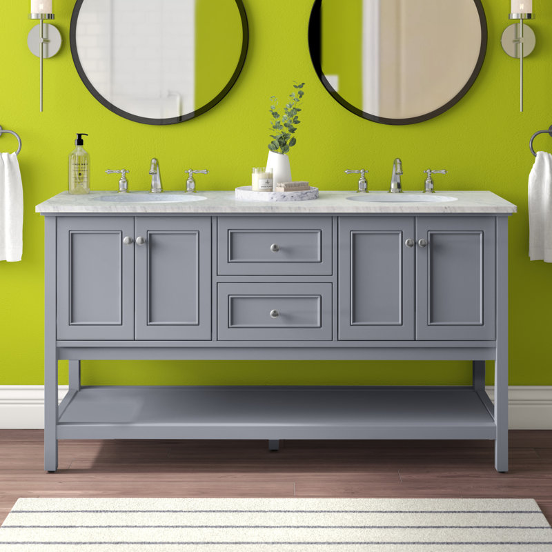 Ensemble de meuble-lavabo double 60 po Bonsai, Gris