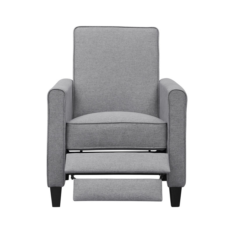 Ahzaria Upholstered Recliner, Manual Recliner Chair, Pushback Recliner, Upholstered Armchair for Living Room, Gray Linen
