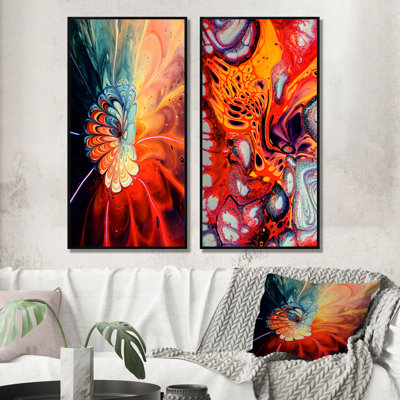 Ensemble de 2 photographies colorées sur fond abstrait fluides abstraits