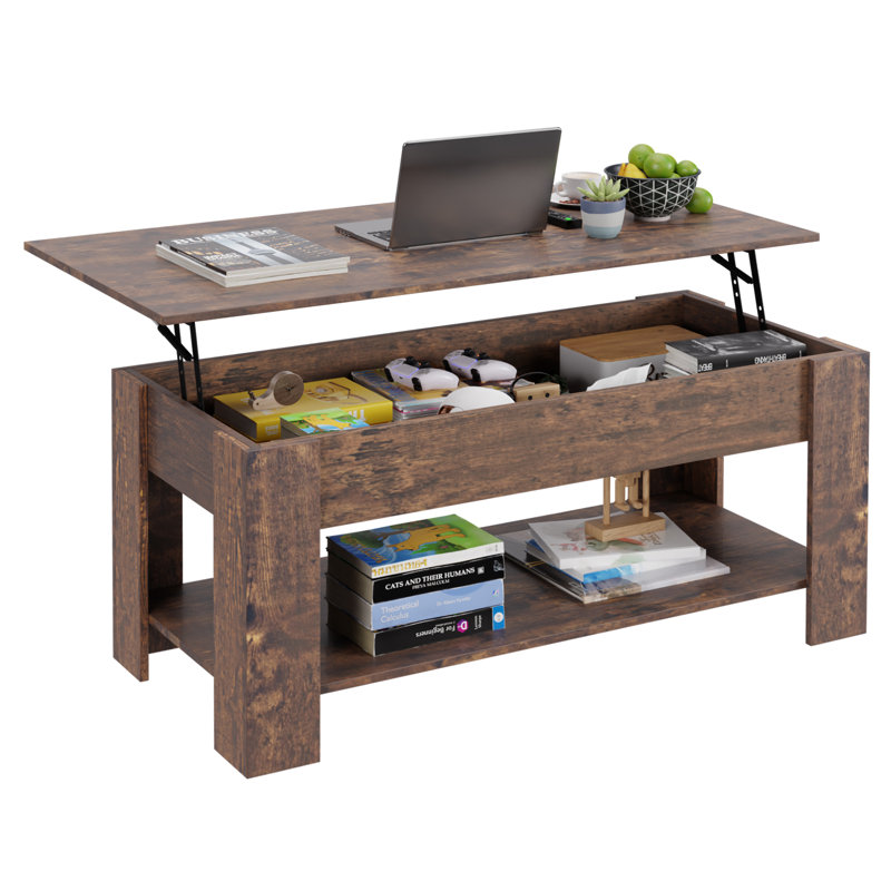 Single Coffee Table, Modern Living Room Accent Table with Wooden Top and Metal Legs for Home, Apartment and Lounge Space Use