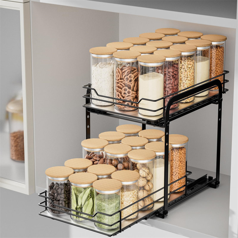 Spice Rack, 23cm H x 18.2cm W x 26.4cm D, Black