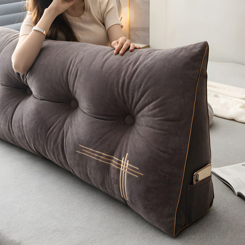 Headboard Pillows Wedge Body Pillow, Brown, 20"H x 59"W