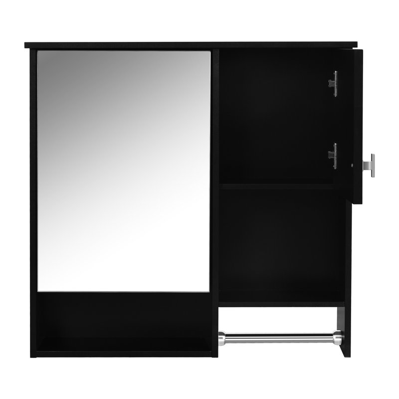 Armoire de salle de bain à miroir murale 29,39 po x 7,28 po 28,74 po, Noir