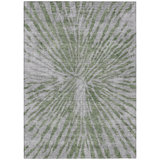 Tapis extérieur lavable abstrait 9 pi x 12 pi vert olive et gris argenté