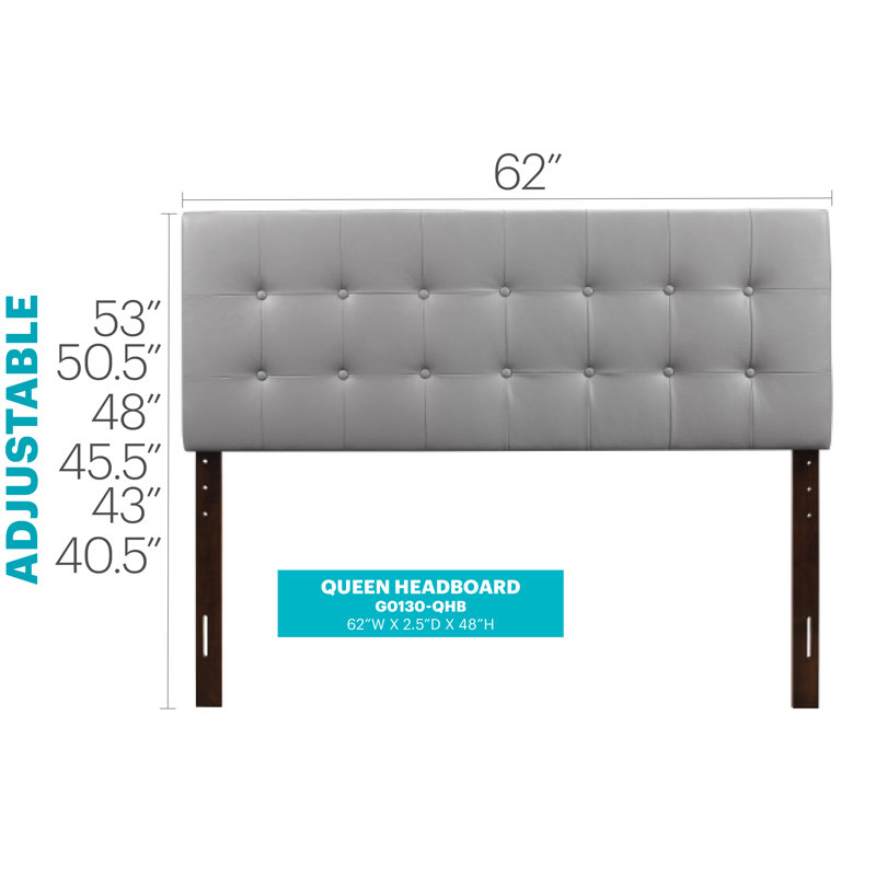 Tête de lit tapissier à panneau Modern, Gris, Grand