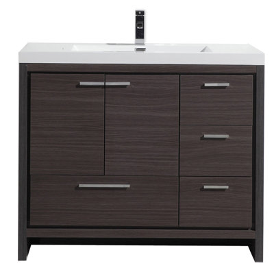 Lefebvre 42'' Single Bathroom Vanity with Poly Marble Top