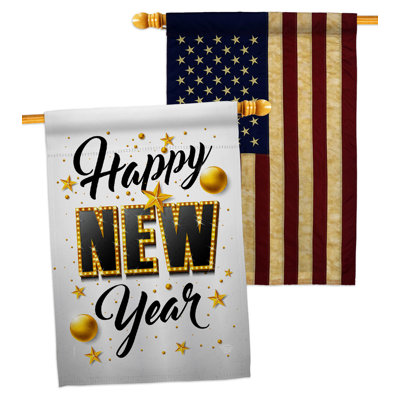 Drapeau de maison en polyester 40 x 28 po Happy New Year
