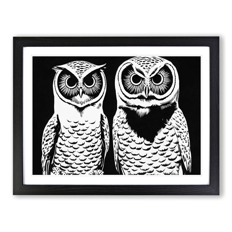 Monochrome Owls Vol.1 - Framed Print, Black Framed, 46cm H x 64cm W x 2cm D