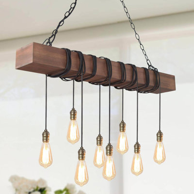 Smither 8 - Light Kitchen Island Rectangle Pendant with Rope Accents