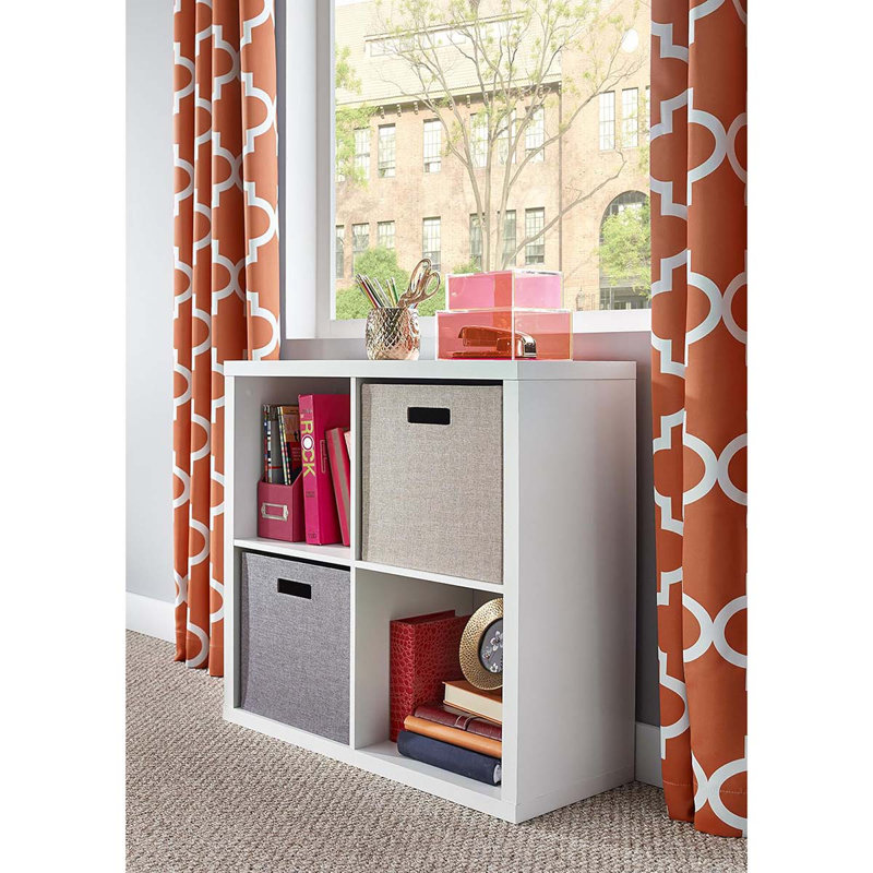 4 Cube Storage Shelf Organizer Bookshelf With Back Panel, Easy Assembly, Wood,