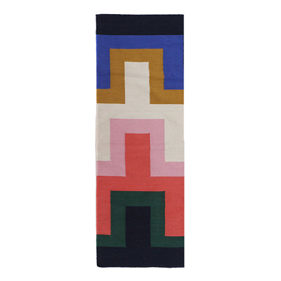 Tetris Geometric Area Rug in Blue/Pink/Black