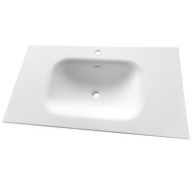 Lavabo pour salle de bain en résine de pierre - blanc mat, 39,87 po de profondeur, proportions équilibrées, configuration de comptoir, largeur de meuble-lavabo de finition transparente 22,21 po, conception universelle, surface de travail, lisse